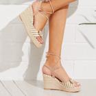 Shein Lace Up Striped Wedge Sandals