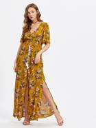 Shein Tasseled Tie Smocked Waist Slit Dress