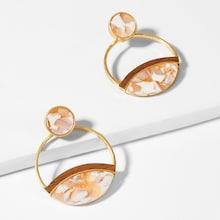 Shein Marble Pattern Detail Open Hoop Earrings