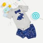 Shein Toddler Boys Rabbit Pattern Jumpsuit With Shorts