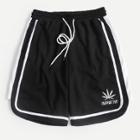 Shein Men Cannabis Leaf Embroidery Drawstring Shorts