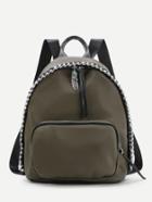 Shein Leaf Detail Chain Around Nylon Backpack