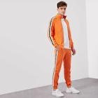 Shein Men Zip Front Pocket Striped Coat & Pants Set