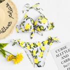 Shein Lemon Print Tie Side Bikini Set