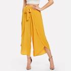 Shein Self Belted Solid Wide Leg Pants