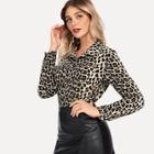 Shein Leopard Single Breasted Blouse