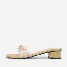 Shein Contrast Bow Clear Heeled Sandals