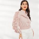 Shein O-ring Zip Up Ruffle Trim Jacket