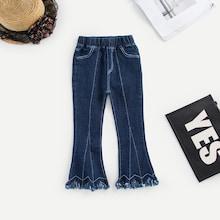 Shein Toddler Girls Fringe Hem Flare Leg Jeans
