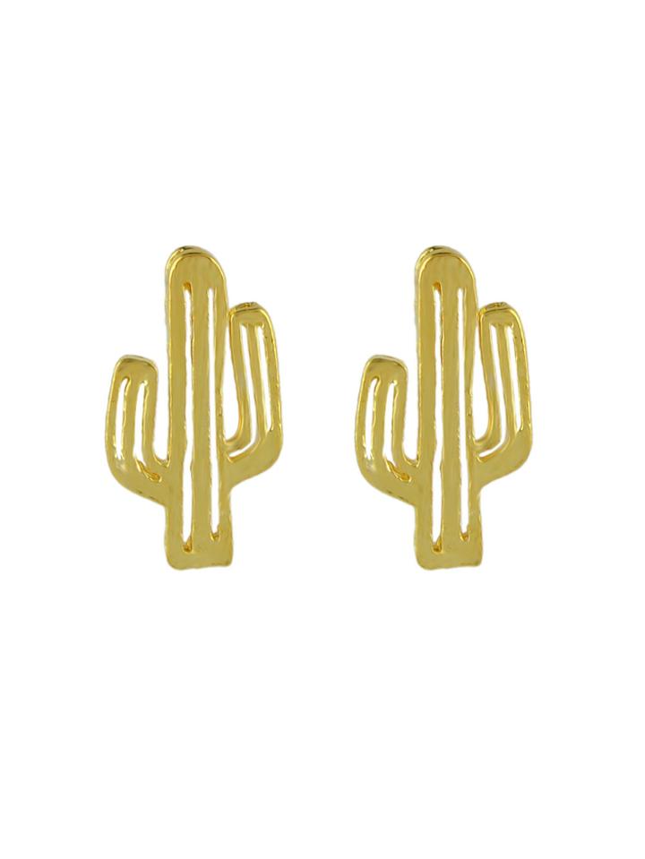 Shein Cactus Shape Gold Rosegold Earrings
