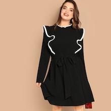 Shein Plus Mock-neck Ruffle Detail Dress