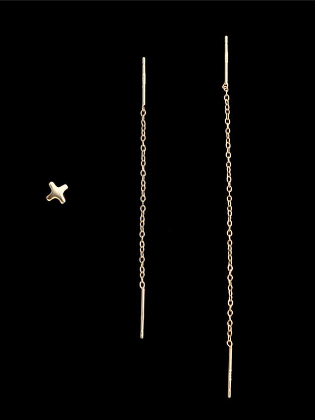 Shein Rosegold Simple Long Chain Earrings For Women