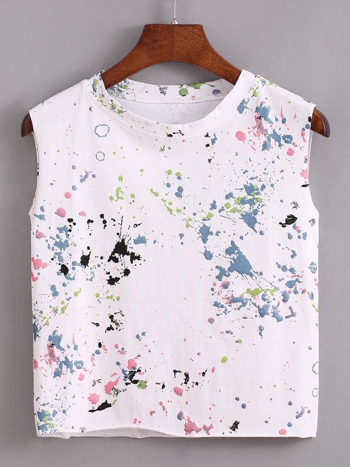 Shein Paint Splatter Print Crop Tank Top