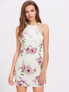Shein Contrast Lace Floral Bodycon Dress