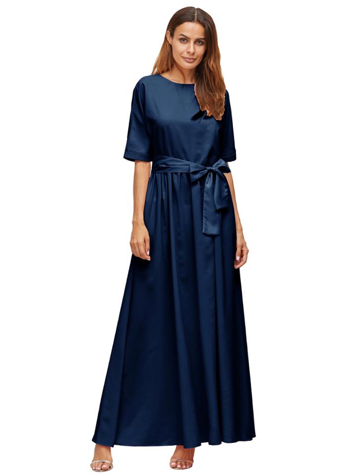 Shein Royal Blue Tie Front Detail Maxi Dress