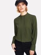 Shein Keyhole Back Mock Neck Shirt