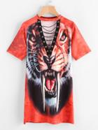Shein Lace Up Grommet Animal Print Dress