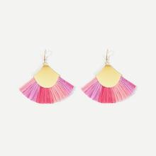 Shein Color-block Fan Tassel Drop Earrings