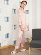 Shein Block Stripe Contrast Binding Top & Pants Pj Set