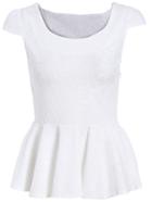 Shein White Cap Sleeve Peplum Lace Shirt