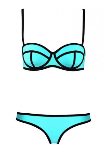 Rosewe Mint Green Spaghetti Strap Edged Bikini