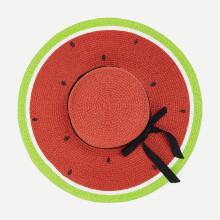Shein Watermelon Pattern Straw Hat With Knot