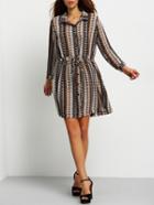 Shein Multicolor Geometric Print Drawstring Chiffon Dress
