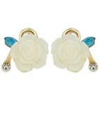Shein Beige Small Resin Rose Flower Earrings