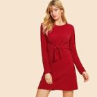 Shein 70s Ribbed Knit Knot Solid Dress