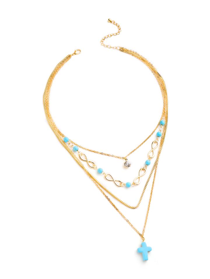 Shein Figure 8 And Cross Layered Pendant Necklace