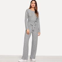 Shein Self Belted Ribbed Jumpsuit