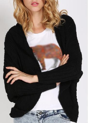 Rosewe Gorgeous Solid Black Batwing Sleeve Woman Cardigans For Autumn