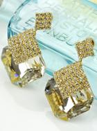 Shein White Gemstone Gold Diamond Earrings