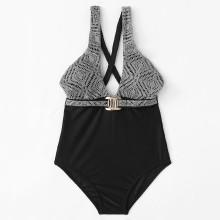 Shein Lace Overlay Criss Cross Swimsuit