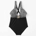Shein Lace Overlay Criss Cross Swimsuit