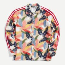 Shein Men Tropical Print Striped Side Single Breasted Jacket