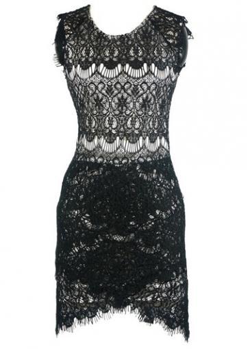 Rosewe Classic Round Neck Sleeveless Black Tight Dress For Woman