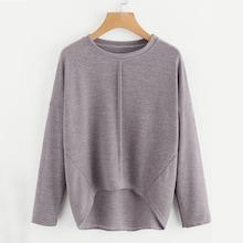 Shein Drop Shoulder Dip Hem Solid Tee
