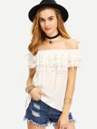 Shein White Off The Shoulder Lace Trim Blouse