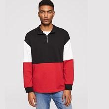 Shein Men Zip Half Placket Color-block Pullover