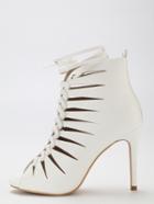 Shein White Strappy Peep Toe Lace Up High Heels