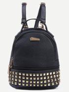 Shein Black Pebbled Faux Leather Studded Backpack
