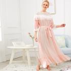 Shein Flower Embroidered Ruffle Hem Night Dress