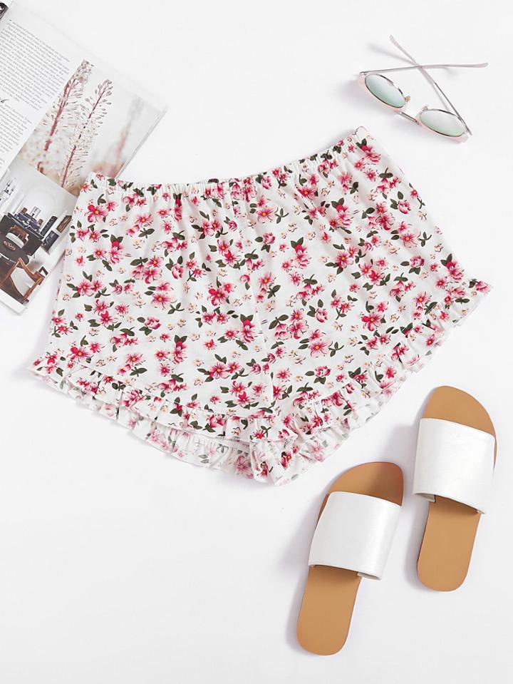 Shein Frilled Hem Ditsy Shorts