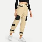 Shein Colorblock Strap Detail Hem Pants