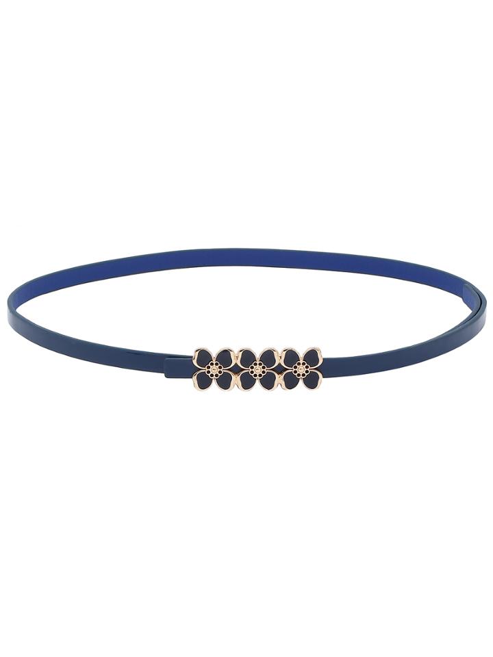 Shein Blue Petal Shaped Buckle Skinny Belt