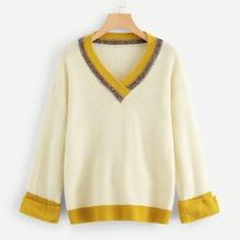 Shein Plus Contrast Trim Drop Shoulder Jumper