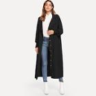 Shein Single Breasted Longline Solid Coat
