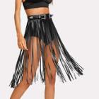 Shein Faux Leather Fringe Skirt
