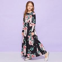 Shein Girls Allover Flower Flare Dress